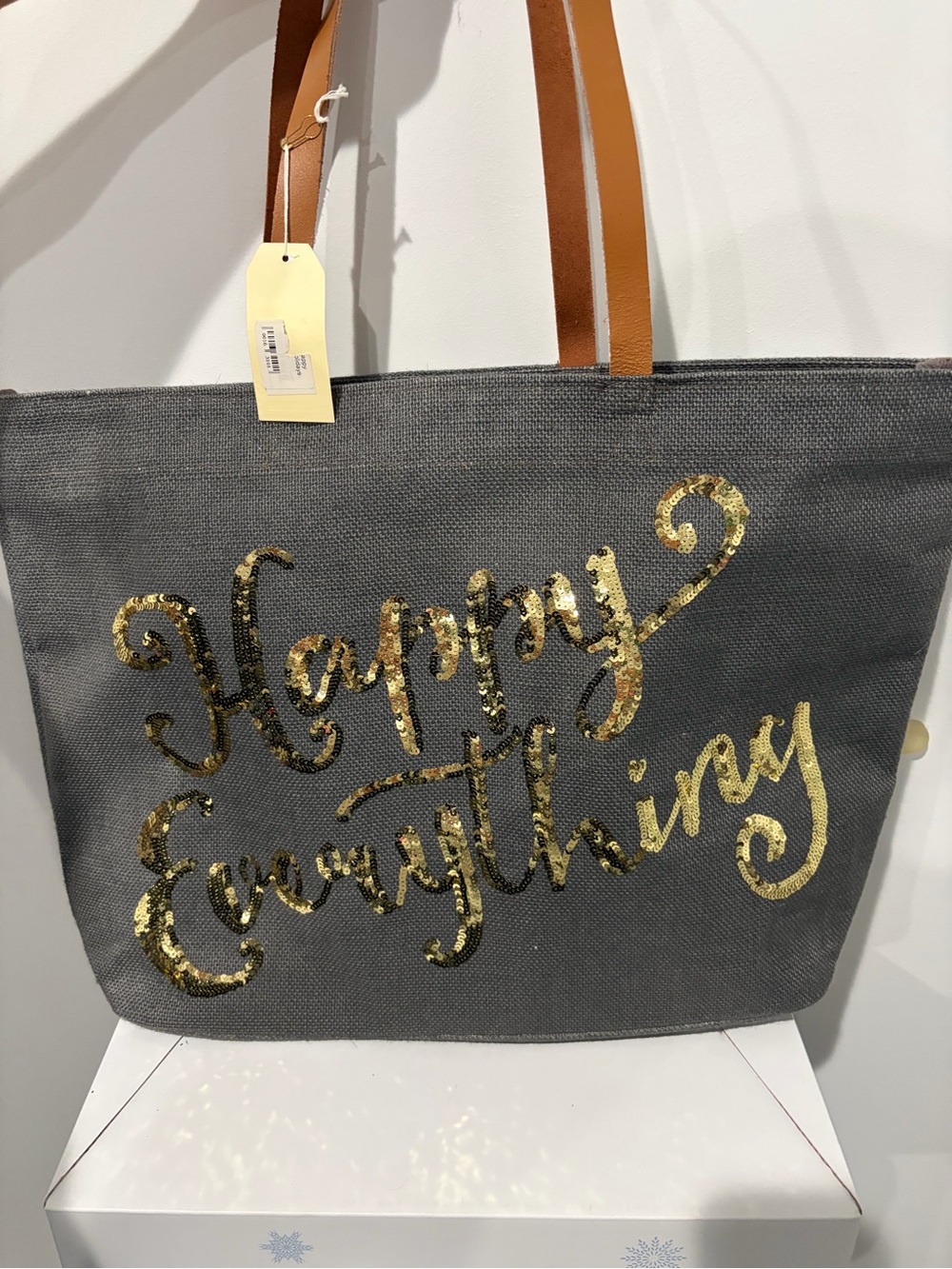 Mud Pie Large Gray Tote Bag